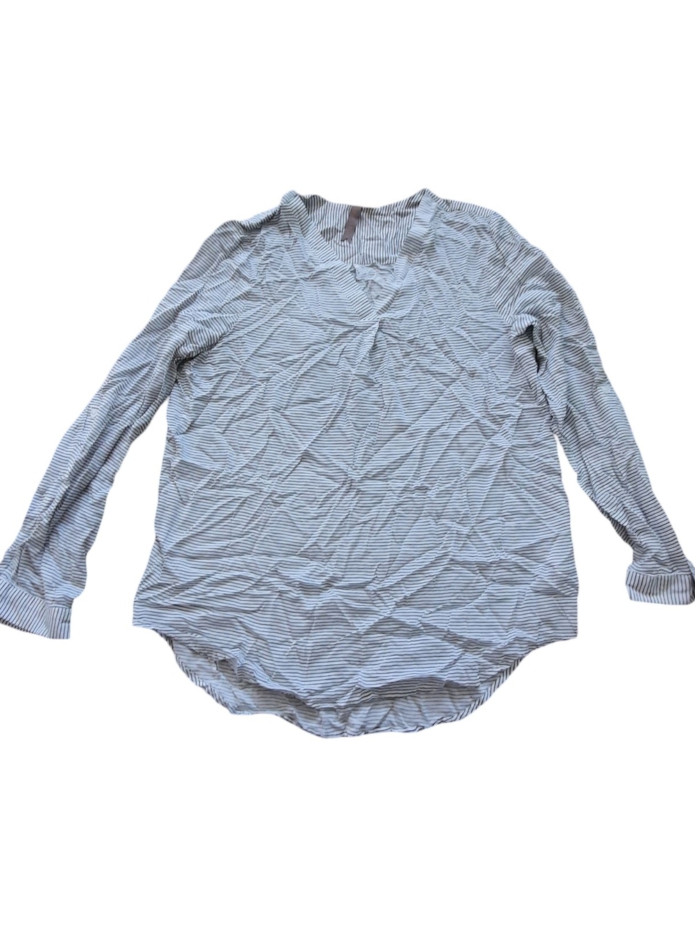 Striped Button-Down Tunic Shirt - White & Blue